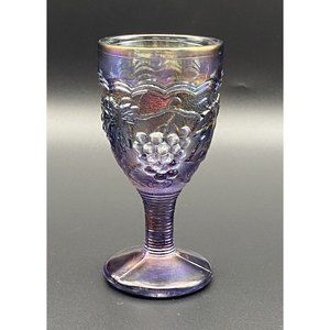 Imperial Purple Carnival Glass Grape Wine Glass Stem Wine Glass 4" Tall